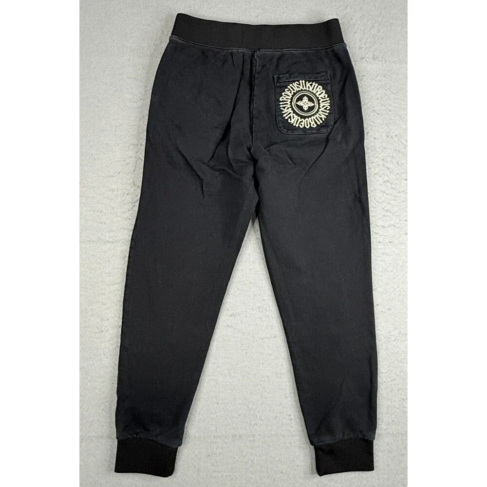 Evisu Kuro Sweatpants Adult Small 28x25 Black Joggers Drawstring Patch Logo